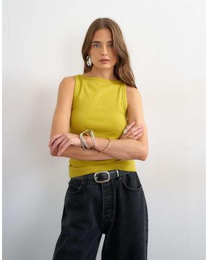 TOPSHOP Slash Neck Racer Vest - Green