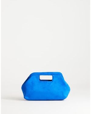 TOPSHOP Gordan Medium Suedette Clutch With Handle - Blue