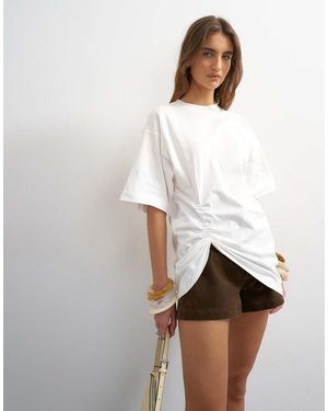 TOPSHOP Ruched Side Tee - White