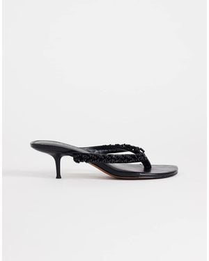 TOPSHOP Nolan Beaded Toe Thong Mid Heel Sandal - White