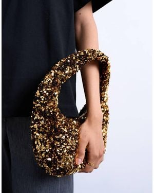 TOPSHOP Santana Scoop Sequin Shoulder Bag - Blue