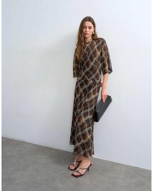 TOPSHOP Curved Waistband Chiffon T-shirt Maxi Dress - Grey