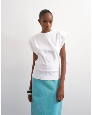 TOPSHOP Shoulder Pad T-shirt - White