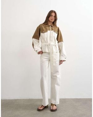 TOPSHOP Denim Two-Toned Cinch Jacket - White