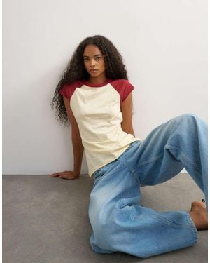 TOPSHOP Colour Block Raglan T-Shirt - Blue