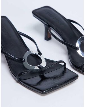 TOPSHOP Alice Hardware Square Toe Heeled Mule - White