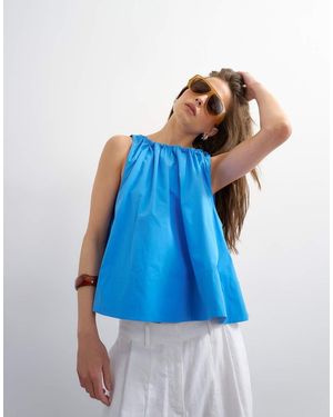 TOPSHOP Trapeze Tie Back Top - Blue