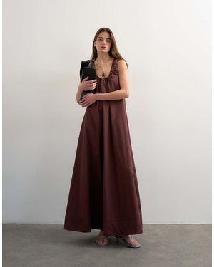 TOPSHOP Poplin Ruched Neck Maxi Sundress - Purple