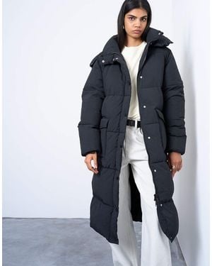 TOPSHOP Ultimate Longline Funnel Neck Puffer Jacket - Blue