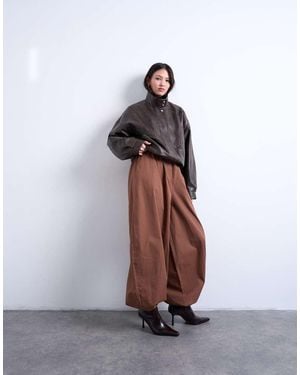 TOPSHOP Check Extreme Balloon Trouser - Brown