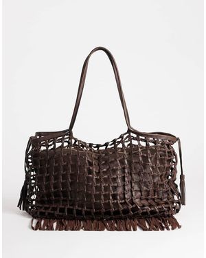 TOPSHOP Tobias Large Woven Tote Bag - Brown