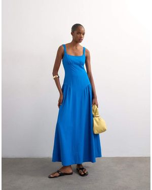 TOPSHOP Dropped Waist Maxi Sundress - Blue