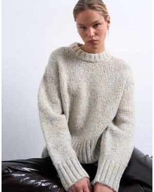 TOPSHOP Knitted Twisted Fluffy Boxy Jumper - Grey