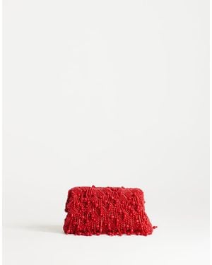 TOPSHOP Garison Bead And Embellished Clutch - Red