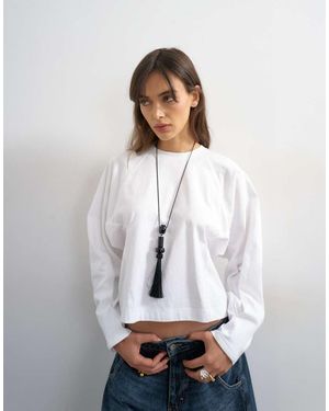 TOPSHOP Raglan Cinch Cuff Long Sleeve Top - White
