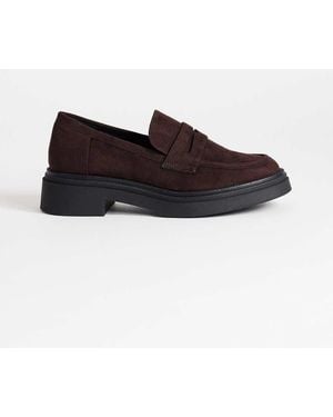 TOPSHOP Cade Faux Suede Chunky Sole Loafers - Brown