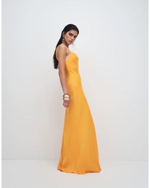 TOPSHOP Viscose Satin Low Scoop Flood Length Maxi Slip Dress - White
