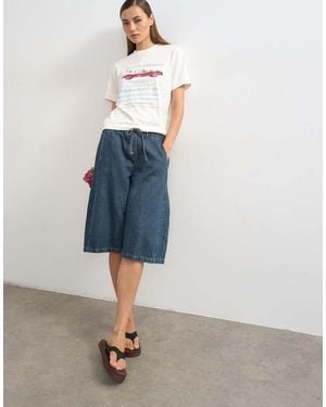 TOPSHOP Denim Pull On Barrel Short - Blue