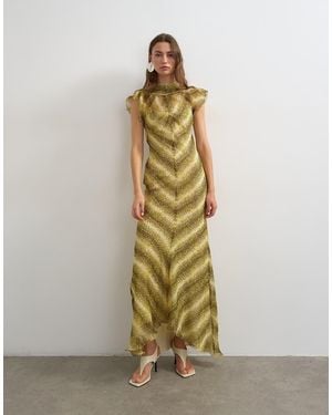 TOPSHOP Scarf Detail Chiffon Maxi Dress - Metallic