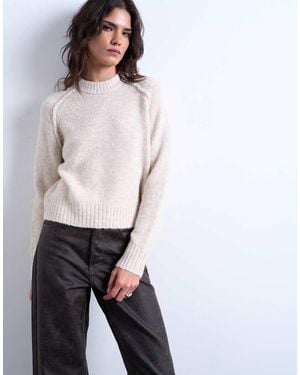 TOPSHOP Knit Raglan Exposed Seams Jumper - Brown