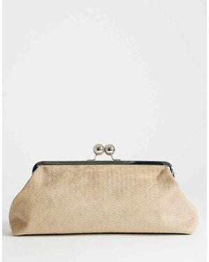 TOPSHOP Annie Medium Suedette Weave Clutch - Natural