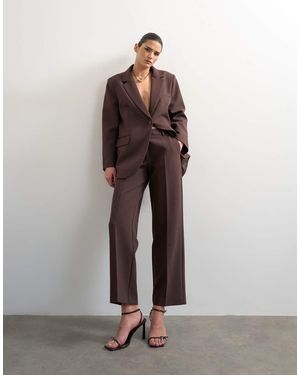 TOPSHOP Co Ord Mid Rise Clean Straight Trouser - Brown