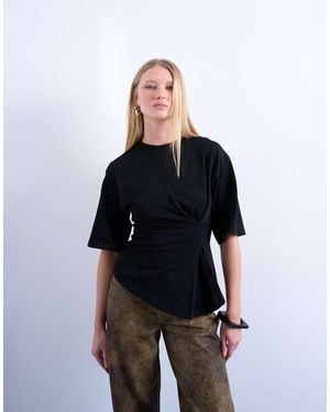 TOPSHOP Cinch Waist Structured Tee - Blue