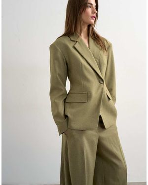TOPSHOP Co Ord Cinched Padded Shoulder Blazer - Green
