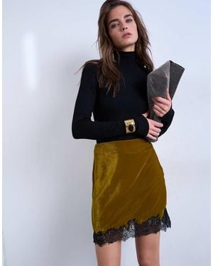 TOPSHOP Velvet Lace Mini Skirt - Green