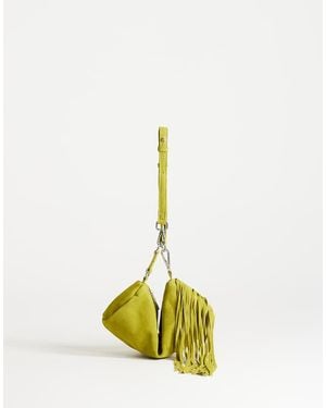 TOPSHOP Jemma Small Real Leather Tassel Medium Shoulder Bag - Yellow