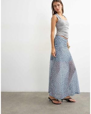 TOPSHOP Polka Dot Ruched Skirt - Grey