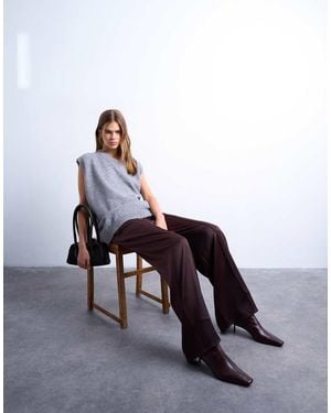 TOPSHOP Satin Tie Waist Wide Leg Trouser With Pintuck Seam Detail - Red