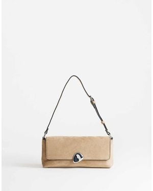 TOPSHOP Santiago Small Suedette Shoulder Bag With Hardware - Natural