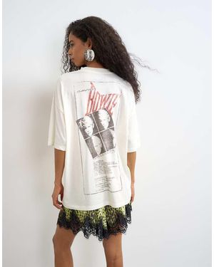 TOPSHOP Bowie Graphic Oversized T-Shirt - White