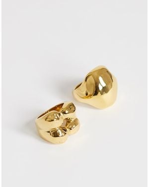 TOPSHOP Rose 2 Pack Waterproof Stainless Steel Ring - Metallic