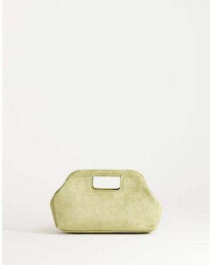 TOPSHOP Gordan Medium Suedette Clutch With Handle - Green