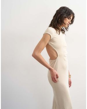 TOPSHOP Double Layer Cupro Cut Out Maxi - Natural