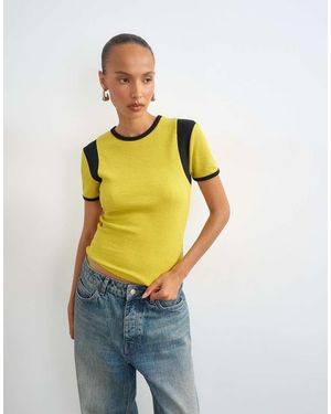 TOPSHOP Waffle Colourblock Tee - Blue