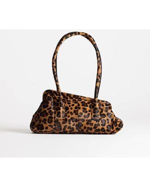 TOPSHOP Sophie Medium Hair On Real Leather Angular Shoulder Bag - Brown