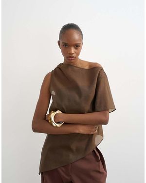 TOPSHOP One Shoulder Organza Top - Multicolour