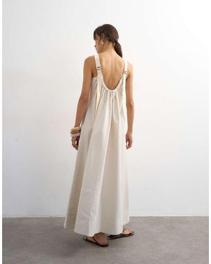 TOPSHOP Open Back Buckle Strap Chuck On Maxi Dress - White