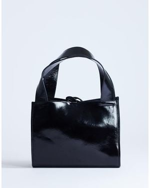 TOPSHOP Sandy Small Real Suede And Leather Grab Bag With Tie Fastening - Blue