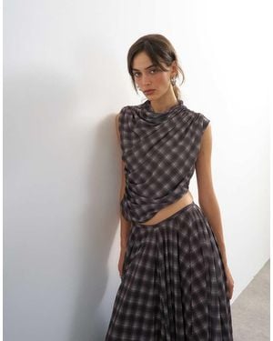 TOPSHOP Co-Ord Drape Ruched Side Detail Top - Grey