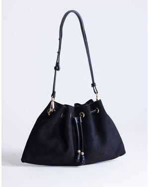 TOPSHOP Sammy Medium Ruched Drawstring Shoulder Bag - Blue