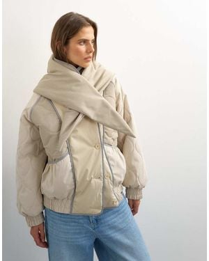 TOPSHOP Colour Block Patch Liner With Scarf - Natural