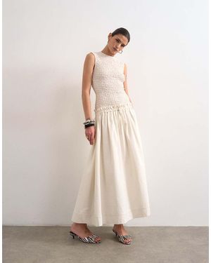 TOPSHOP Dropped Waist Heavy Cotton Maxi Dress - Natural