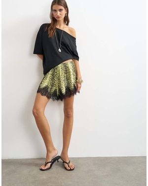 TOPSHOP Check Print Lace Trim Shorts - Multicolour