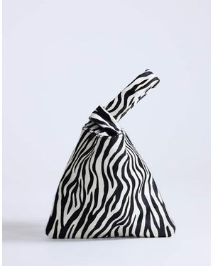 TOPSHOP Gracie Small Hair On Leather Grab Bag - White