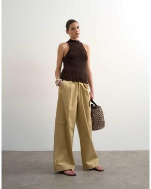 TOPSHOP Clean A Line Wide Leg Cargo With Tie Waist - White