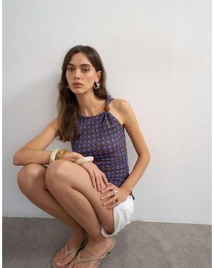 TOPSHOP Geometric Print Beaded Tank - Multicolour
